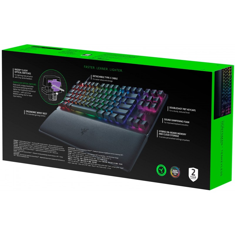 Razer Клавіатура ігрова Huntsman V2 Tenkeyless Purple Switch USB RU Black