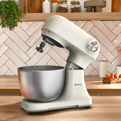Tefal Міксер Tefal планетарний Bake Easy 500Вт, насадки-3, чаша-нерж., метал, 3.5л, бежевий Tefal Міксер Tefal планетарний Bake Easy 500Вт, насадки-3, чаша-нерж., метал, 3.5л, бежевий