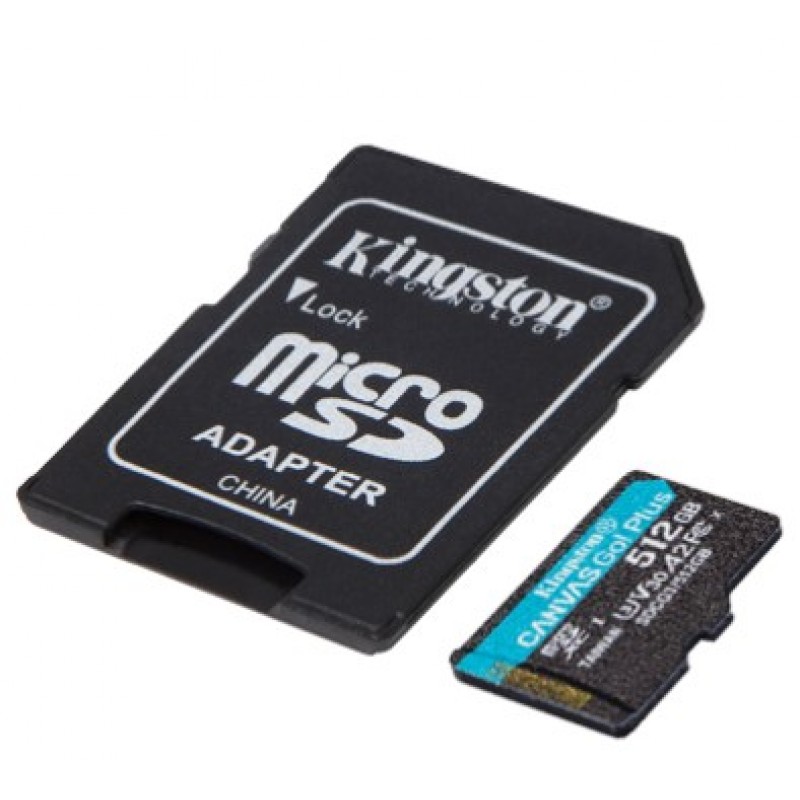 Kingston Карта пам'яті microSD 512GB C10 UHS-I U3 A2 R170/W90MB/s + SD