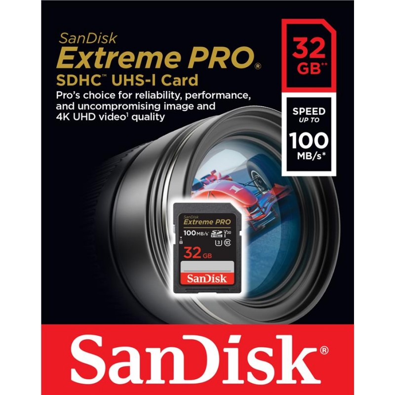 SanDisk Карта пам'яті SD 32GB C10 UHS-I U3 R100/W90MB/s Extreme Pro V30