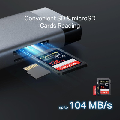 TP-Link Хаб USB UH9120C USB-C > 3xUSB3.0/1xUSB-C/xHDMI/1xRJ45/1xSD/1xmicroSD/1xPD 100Wh