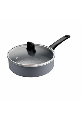 Tefal Сотейник Halo, 24см, з кришкою, алюміній, бакеліт, скло, сірий