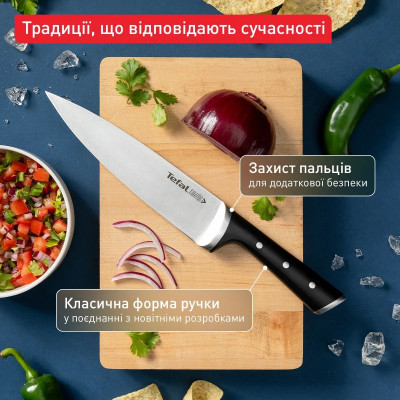 Tefal Набір ножів Ice Force, 2шт, нержавіюча сталь, пластик, чорний Tefal Набір ножів Ice Force, 2шт, нержавіюча сталь, пластик, чорний