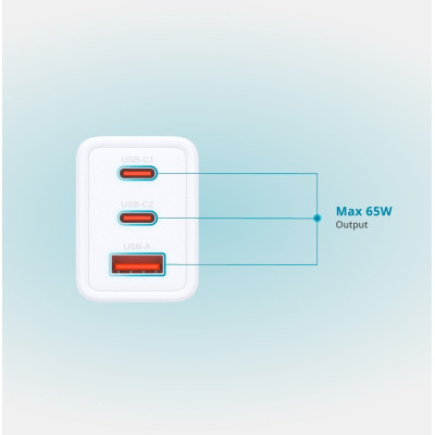 D-Link Зарядний пристрій мережевий DCP-651 65Вт GaN 2хUSB-С, 1xUSB-A, білий