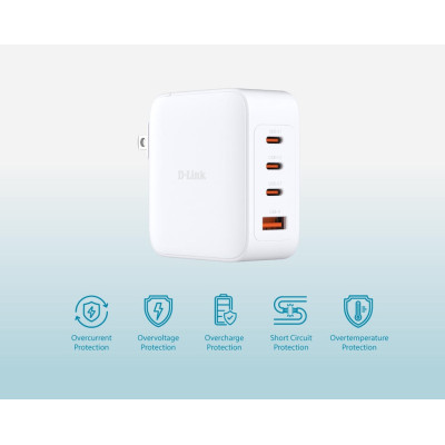D-Link Зарядний пристрій мережевий DCP-101 100Вт GaN 3хUSB-С, 1xUSB-A, білий