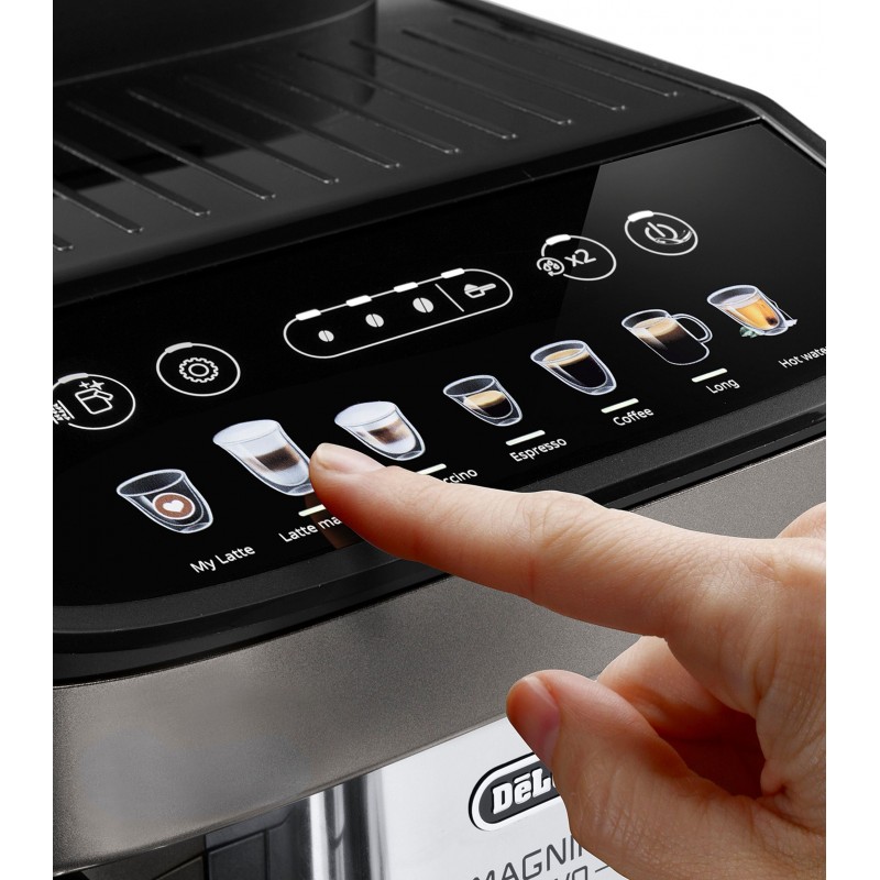 Delonghi Кавомашина Magnifica Evo, 1.8л, зерно+мелена, автомат.капуч, дисплей, авторецептів -7, графіт