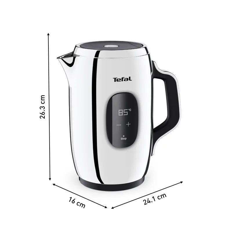 Tefal Електрочайник Majestuo 1.5л, з подвійними стінками, 9 темп.реж, підтримка температури, сенсорне управління, нержавіюча сталь