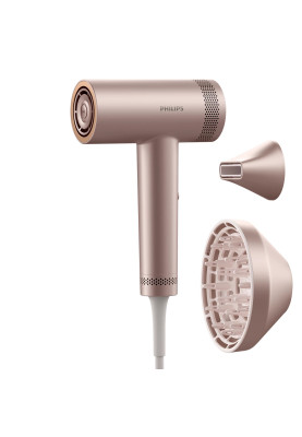 Philips Фен 8000 Series, 1400Вт, 3 режими, іонізація, хол. обдув, турборежим, рожевий