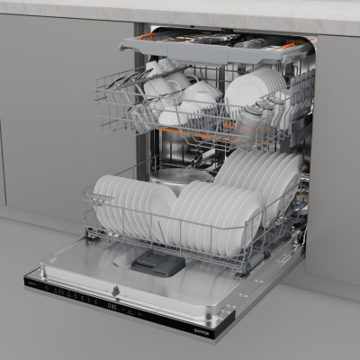 Gorenje Посудомийна машина вбудовувана, 16компл., A++, 60см, AquaStop, автоматичне відчинення, сенсорн.упр, 3и кошики, білий