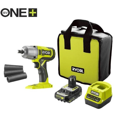 Ryobi Гайковерт ударний акумуляторний ONE+ RIW18-1C20SA3 18В АКБ 1х2А·год 2600об·хв 800Нм 1/2" 3 швидкості 1.7кг сумка