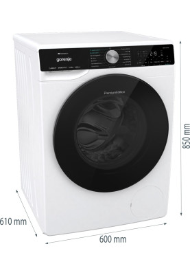 Gorenje Пральна машина фронтальна, 10кг, 1400, A+++, 60см, дисплей, інвертор, пара, Wi-Fi, підсвітка барабану, білий
