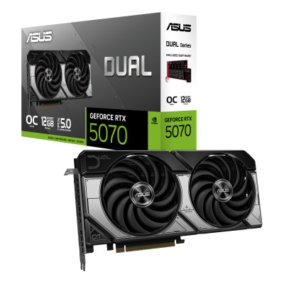 ASUS Відеокарта GeForce RTX 5070 12GB GDDR7 OC DUAL-RTX5070-O12G