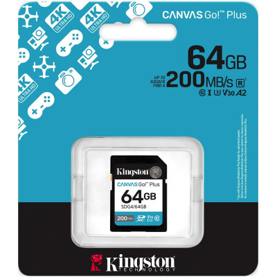 Kingston Карта пам'яті Kingston SD 64GB C10 UHS-I U3 V30 R200MB/s Kingston Карта пам'яті Kingston SD 64GB C10 UHS-I U3 V30 R200MB/s