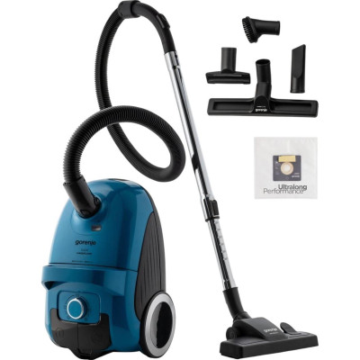 Gorenje Пилосос Gorenje мішковий, 750Вт, конт пилок -3л, HEPA, телескоп трубка, синій