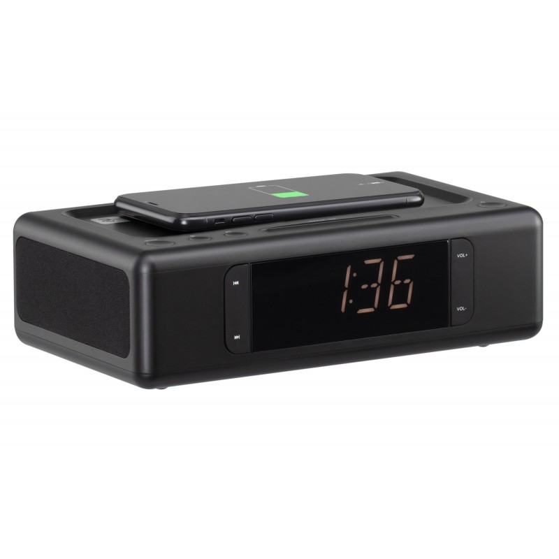 2E Акустична док-станція SmartClock Wireless Charging, Alarm Clock, Bluetooth, FM, USB, AUX Black