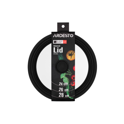 ARDESTO Кришка універсальна Black Mars Smart 24/26/28 см, скло, силікон