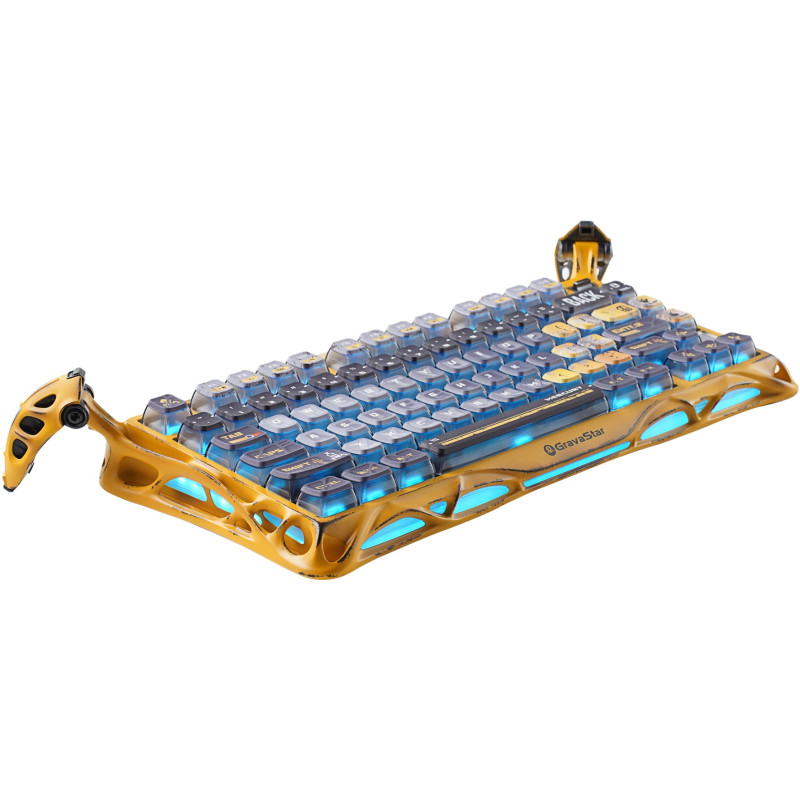 GravaStar x Kailh Speedy Клавіатура механічна Mercury K1 Pro 80keys, Mint, BT/WL/USB, жовтий