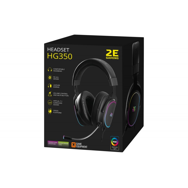 2E Gaming Гарнітура ігрова HG350 RGB USB 7.1 Black