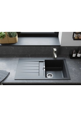 Hansgrohe Мийка кухонна S52, граніт, прямокутник, з крилом, 840х480х190мм, чаша - 1, врізна, сірий камінь