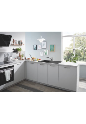 Grohe Мийка кухонна K400, граніт, прямокут., з крилом, 860x500x205мм, чаша - 1, врізна, чорний граніт