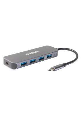 D-Link USB-Концентратор DUB-2340 3xUSB3.0, 1xUSB3.0 (Швидка зарядка), 1xUSB-C/PD, USB-C
