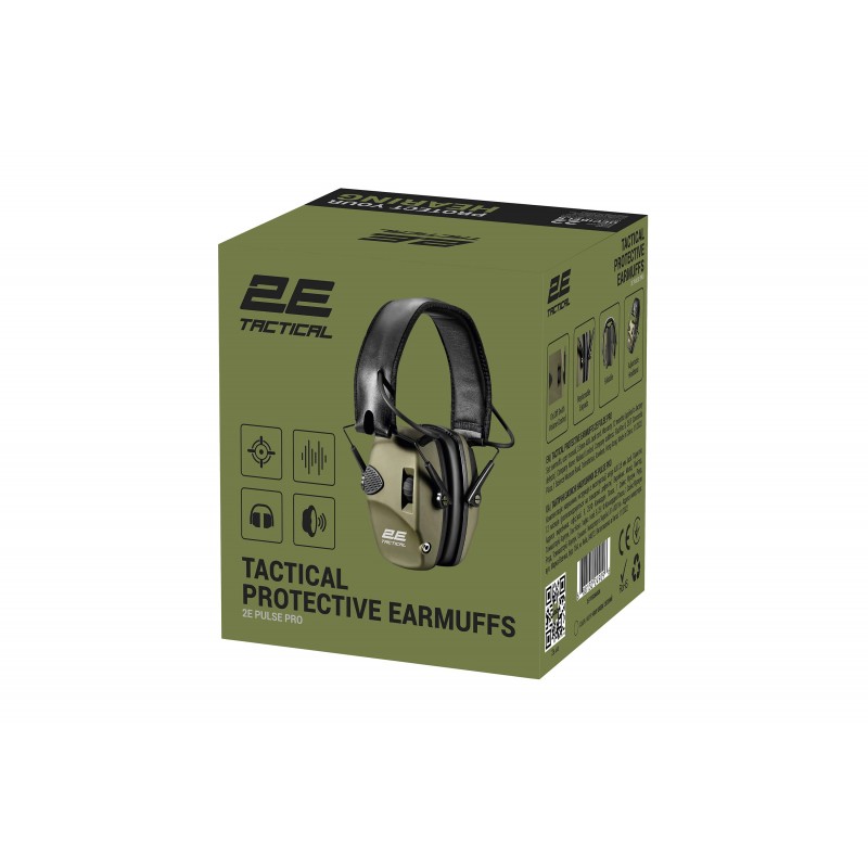 2E Tactical Тактичні захисні навушники Pulse Pro Army Green NRR 22 dB, активні