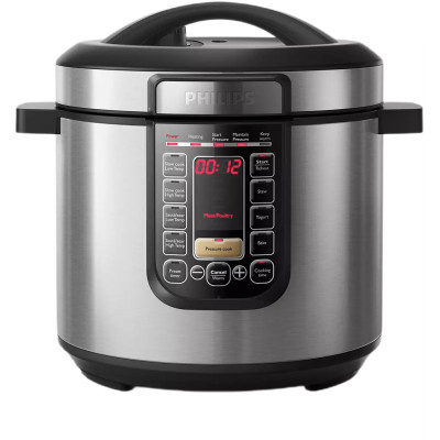 Philips Мультиварка Viva Collection 1300Вт, чаша-6л, електр. керування , 15 авто. программ, нержав.сталь, платик, чорний