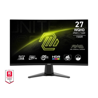 MSI Монітор 27" MAG 27CQ6F 2x HDMI, DP, Audio, VA, 2560x1440, 180Hz, 0.5ms, sRGB 105%, CURVED, AdaptiveSync
