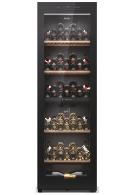 Haier Холодильник для вина, 190x59.5х71, холод.відд.-438л, зон - 2, бут-236, ST, дисплей, чорний