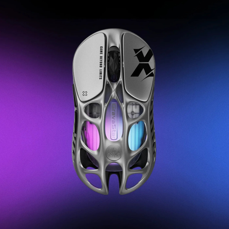 GravaStar Миша Mercury X, BT/WL/USB-A, RGB, сірий