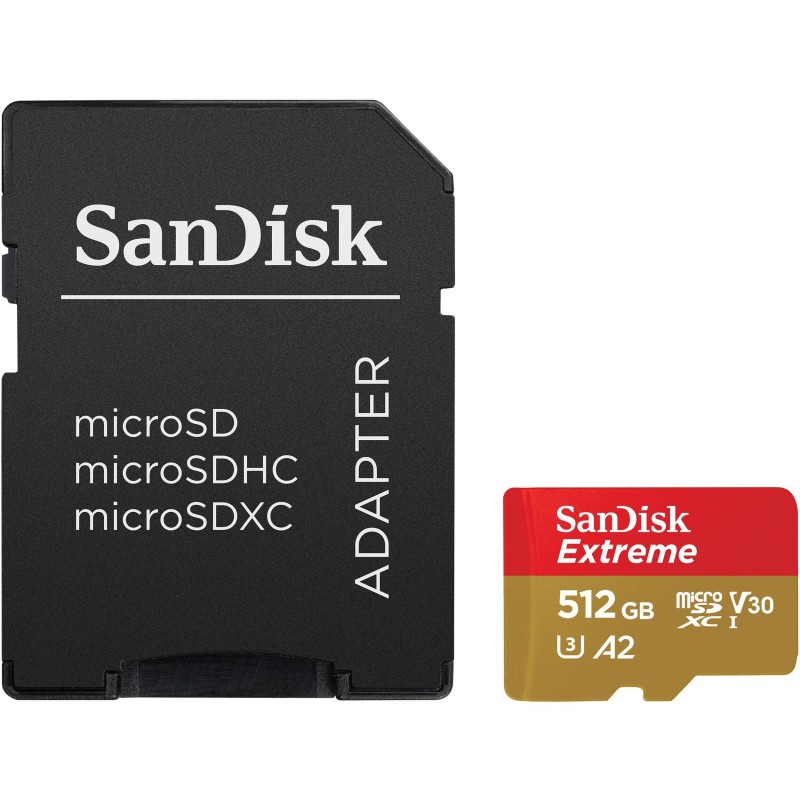 SanDisk Карта пам'яті microSD 512GB C10 UHS-I U3 R190/W130MB/s Extreme V30 + SD