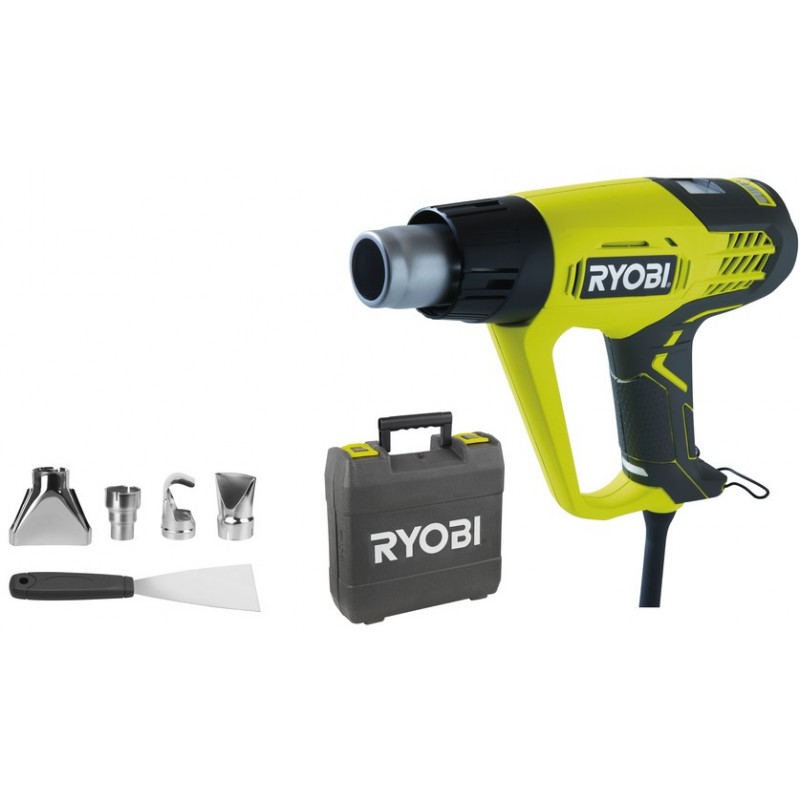 Ryobi Фен EHG2020LCD промисловий, 2000Вт, 250 / 500л / хв, 50-650С, LCD, 0.8кг