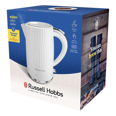 Russell Hobbs Електрочайник Eden, 1.7л, нержавіюча сталь, пластик, білий