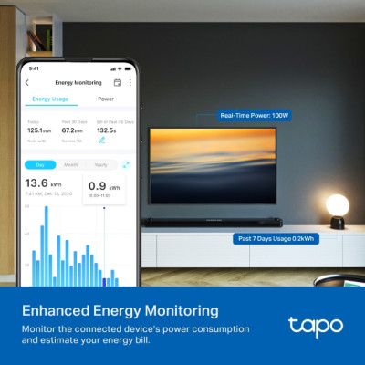 TP-Link Розумна розетка компактна Tapo P110M N300 BT 16A