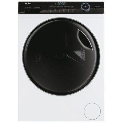 Haier Пральна машина фронтальна, 8кг, 1400, A+++, 44см, дисплей, пара, інвертор, люк чорний, прямий привід, білий