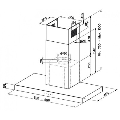 Faber Витяжка купольна, 90см, 1186м3г, Stilo Glass Smart X/V A90, нерж