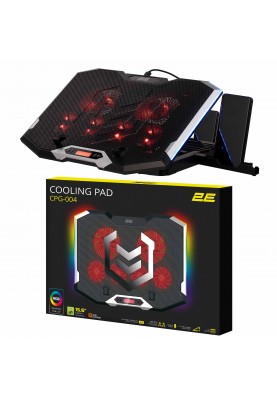 2E Gaming Підставка для ноутбука CPG-004, до 15.6", 2xUSB-A, LCD/phone holder, RGB, чорний