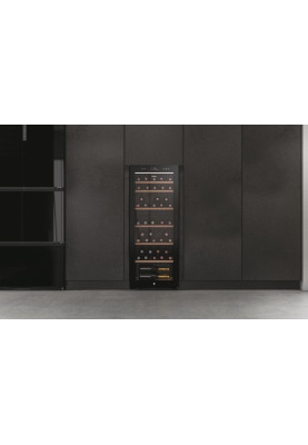 Haier Холодильник Haier для вина, 127x49.7х58.5, мороз.відд.-190л, зон - 2, бут-77, ST, дисплей, чорний