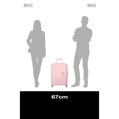 American Tourister Валіза American Tourister, Soundbox, поліпропілен, середня, 67см, 71.5/81л, TSA, 4 колеса, EXP, пастельно-рожевий