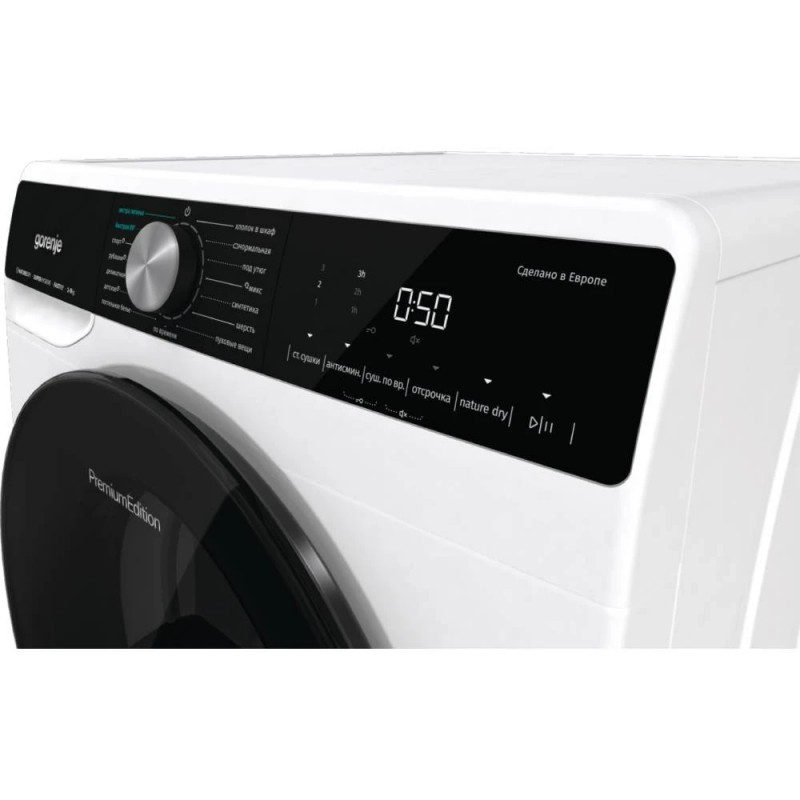 Gorenje Сушильна машина тепловий насос, 9кг, A++, 60см, дисплей, 15 програм, підсвітка барабану, білий