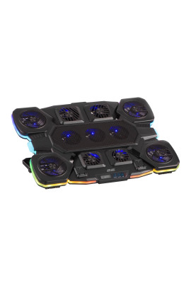 2E Gaming Підставка для ноутбука CPG-011, до 17.3", 1xUSB-A, 1xUSB-C, LCD, RGB, чорний