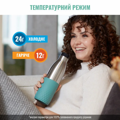 Tefal Термопляшка Tefal Bludrop soft touch, 700мл, нержавіюча сталь, зелений Tefal Термопляшка Tefal Bludrop soft touch, 700мл, нержавіюча сталь, зелений