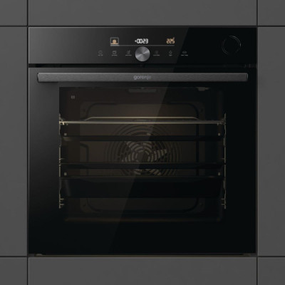 Gorenje Духовий шафа електричний, 77л, A+, пара, дисплей, Wi-Fi, чорний