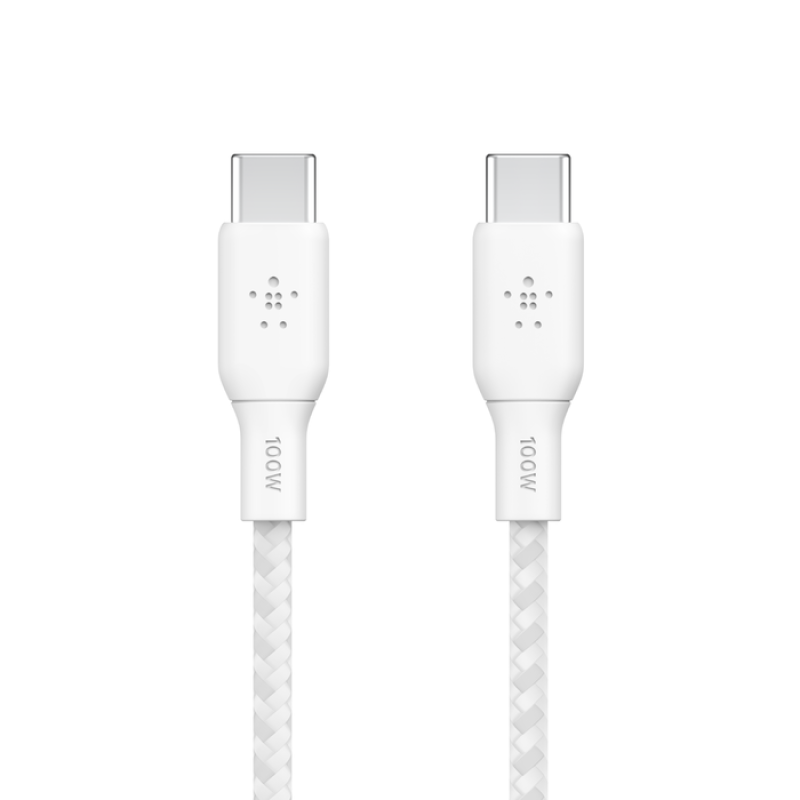 Belkin Кабель заряджання/синхронізації USB-С > USB-С 3м, 100Вт, плетений, білий