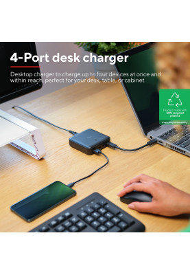 Trust Зарядне пристрій мережевий Maxo 100Вт, 3xUSB-C/USB-A ,PD, чорний