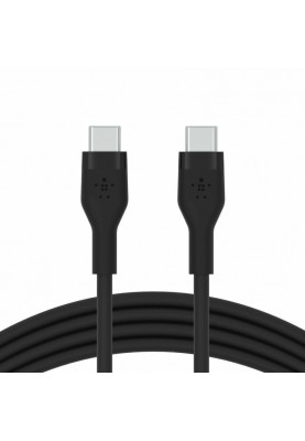 Belkin Кабель USB-C > USB-C заряджання/синхронізації, 3м, 60Вт, Type-C, силіконовий з кліпсою, чорний