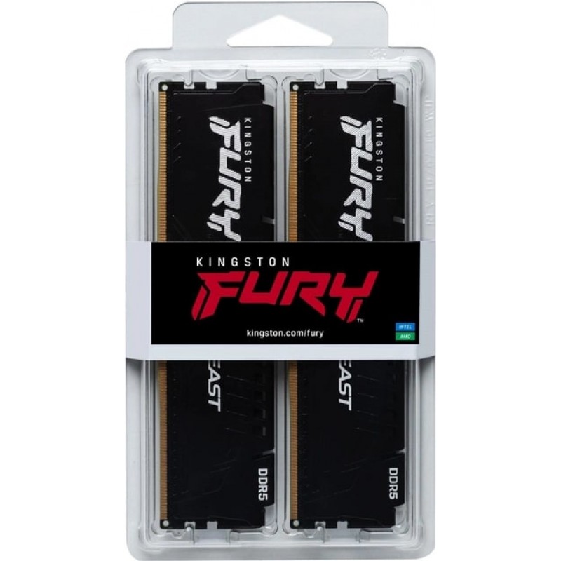 Kingston Пам'ять ПК DDR5 16GB KIT (8GBx2) 5200 FURY Beast Чорний