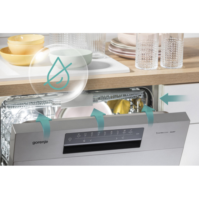 Gorenje Посудомийна машина, 16компл., A+++, 60см, дисплей, 3 кошика, AquaStop, сірий