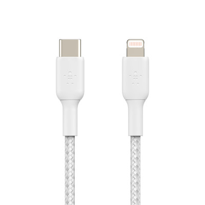 Belkin Кабель USB-C > Lightning заряджання/синхронізації 2м, 30Вт, Type-C, плетений, білий Belkin Кабель USB-C > Lightning заряджання/синхронізації 2м, 30Вт, Type-C, плетений, білий