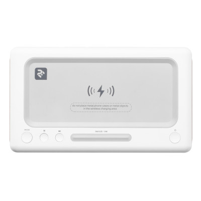 2E Акустична док-станція SmartClock Wireless Charging, Alarm Clock, Bluetooth, FM, USB, AUX White